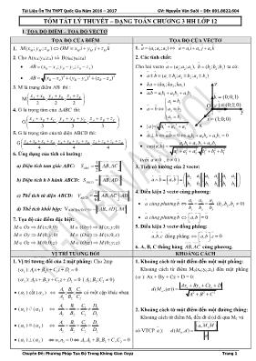 Tóm tắt lý thuyết  Dạng toán chương 3 Hình học lớp 12